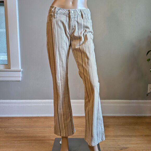 Vintage Y2K Arizona Jean Company Hipster Striped Denim Low Rise Flare Size 5 - Picture 9 of 10